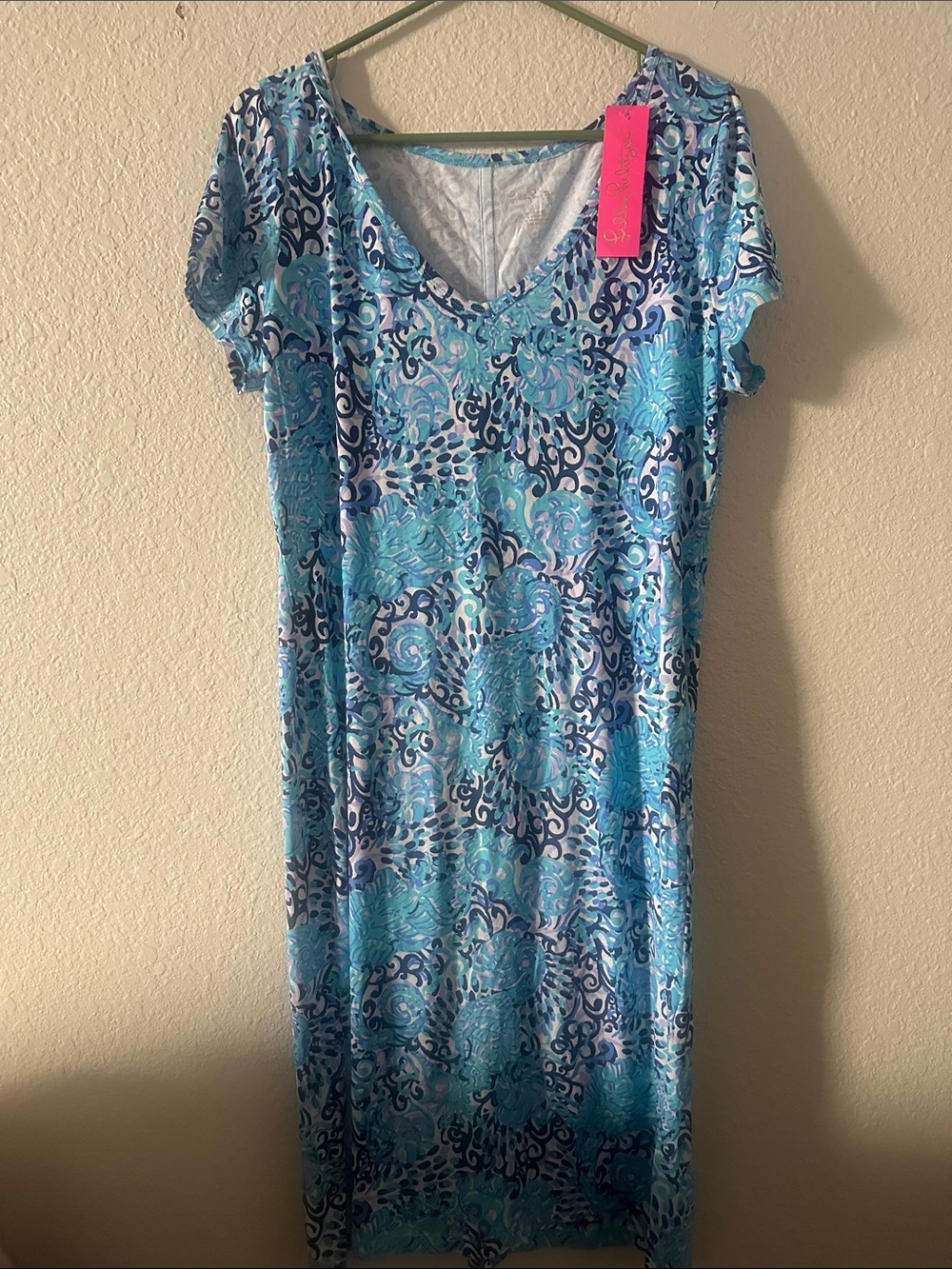 Lilly Pulitzer Blue & Teal Floral Swirl V-Neck Dress